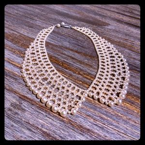 Vintage faux pearl bib necklace